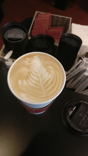 Latte art coffee cup